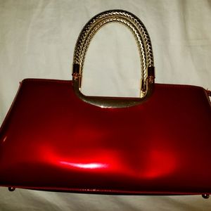 Glossy Faux Patent Leather Shoulder Handbag
